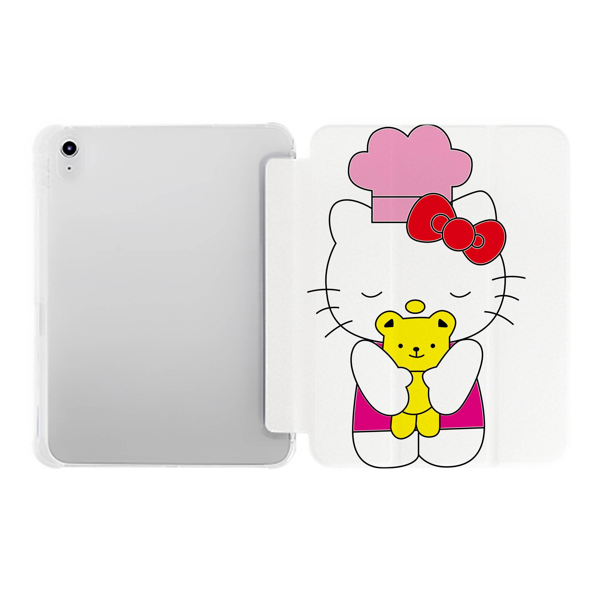 （画像用） Hello Kitty ハローキティ IPad ケース ペン収納付き 三つ折りスタンド PUレザー×シリコン 対応機種9.5/10.5/10.9インチ